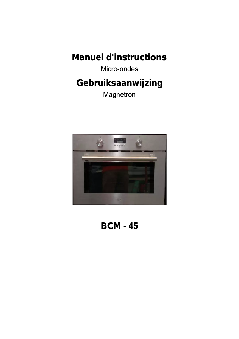 Page n°1 - Manuel utilisateur Boretti BCM45