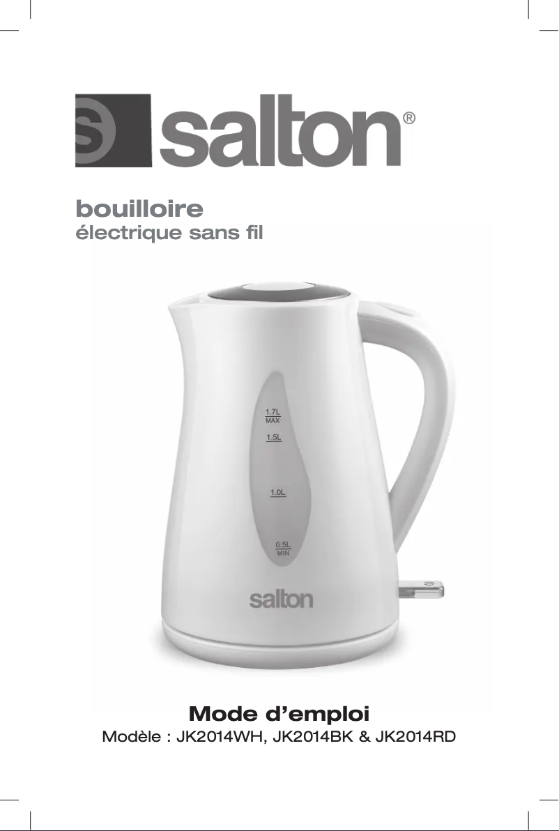 Page 1 of the manual User Manual Salton JK2014