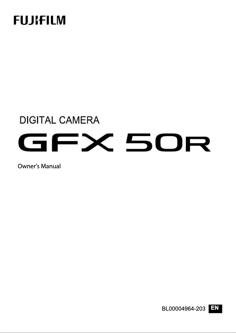 Image de la première page du manuel de l'appareil GFX 50r