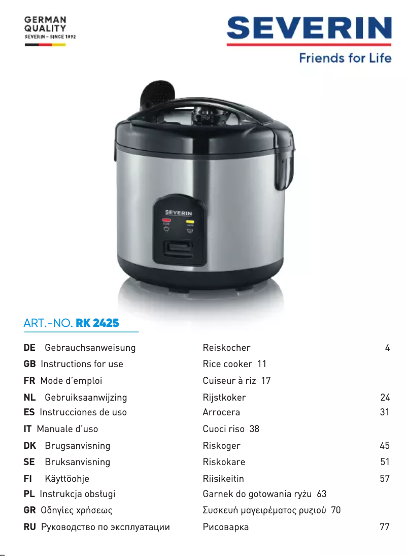 Image de la première page du manuel de l'appareil RK 2425