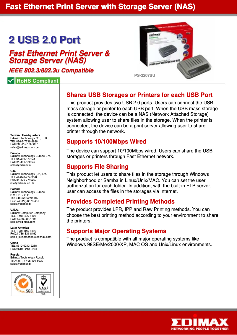 Image de la première page du manuel de l'appareil PS-2207SU