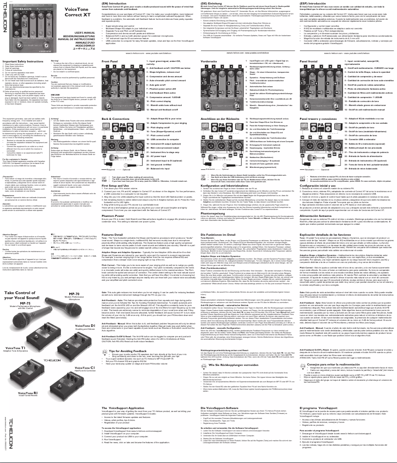 Page n°1 - Manuel utilisateur TC Helicon VoiceTone Correct XT