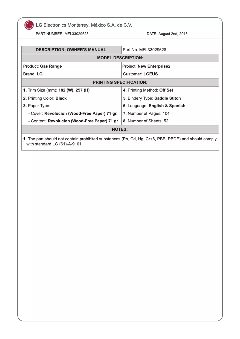 Page 1 de la notice Manuel utilisateur LG LRG3194SW