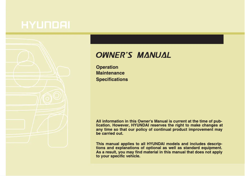 Page 1 de la notice Manuel utilisateur Hyundai Elantra Coupe (2014)
