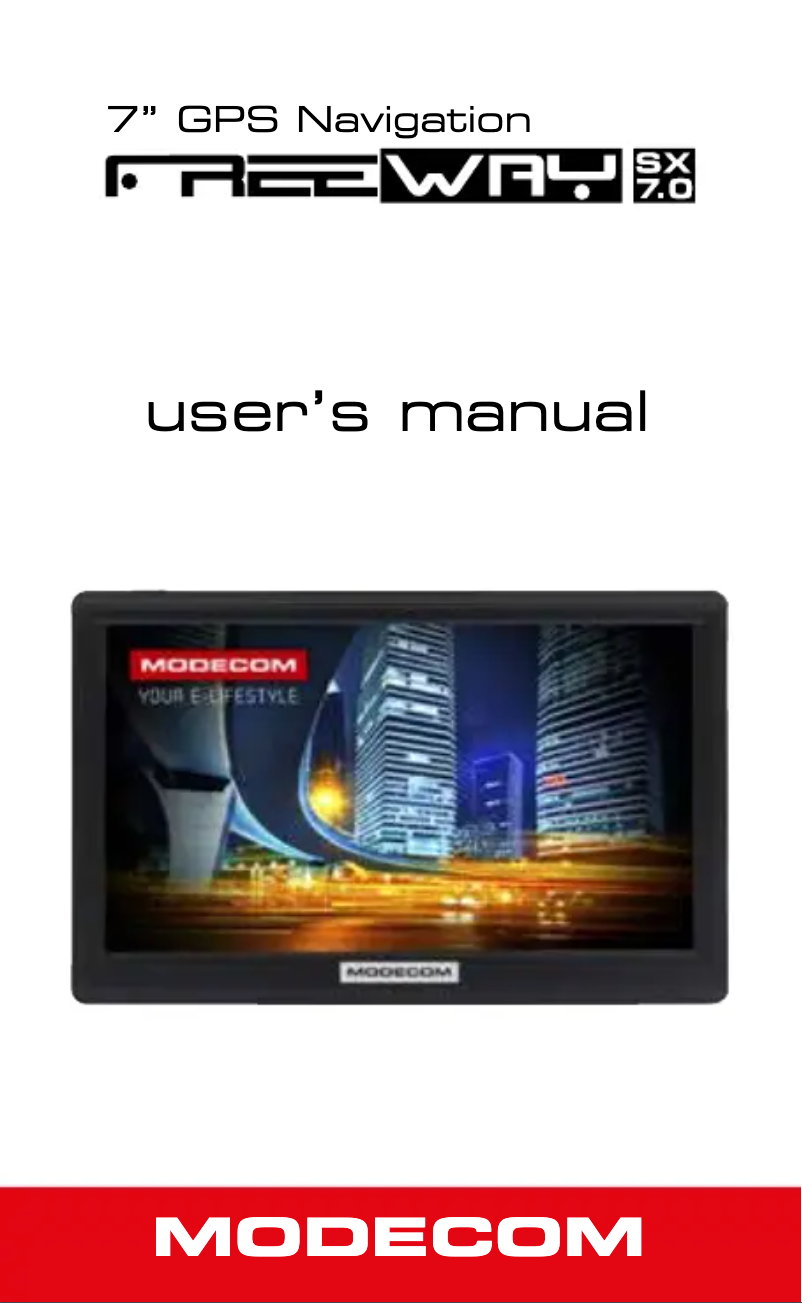 Page 1 de la notice Manuel utilisateur ModeCom FreeWAY SX 7.0