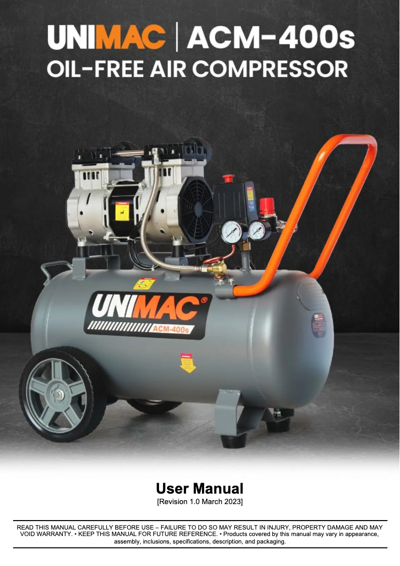 Page 1 de la notice Manuel utilisateur Unimac ACM-400s