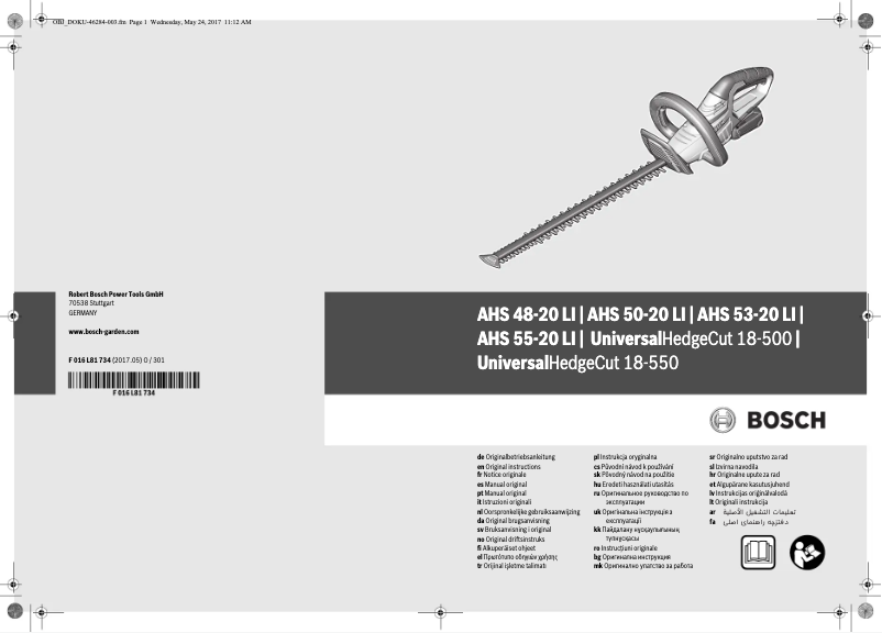 Page 1 de la notice Manuel utilisateur Bosch AHS 50-20 LI