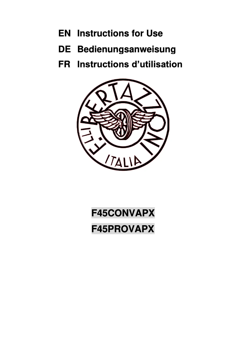 Image de la première page du manuel de l'appareil F45CONVAPX