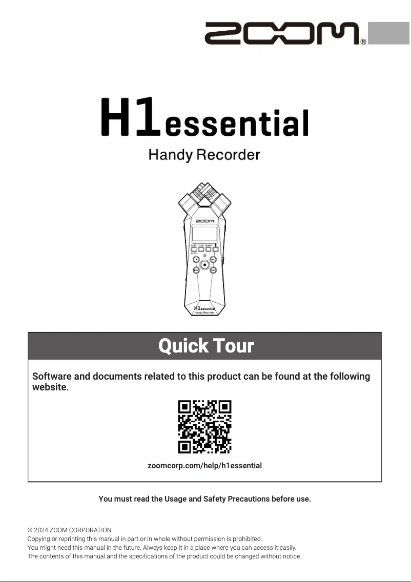 Page 1 de la notice Manuel utilisateur Zoom H1