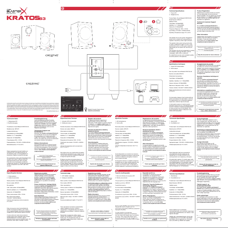 Image de la première page du manuel de l'appareil Sound BlasterX Kratos S3
