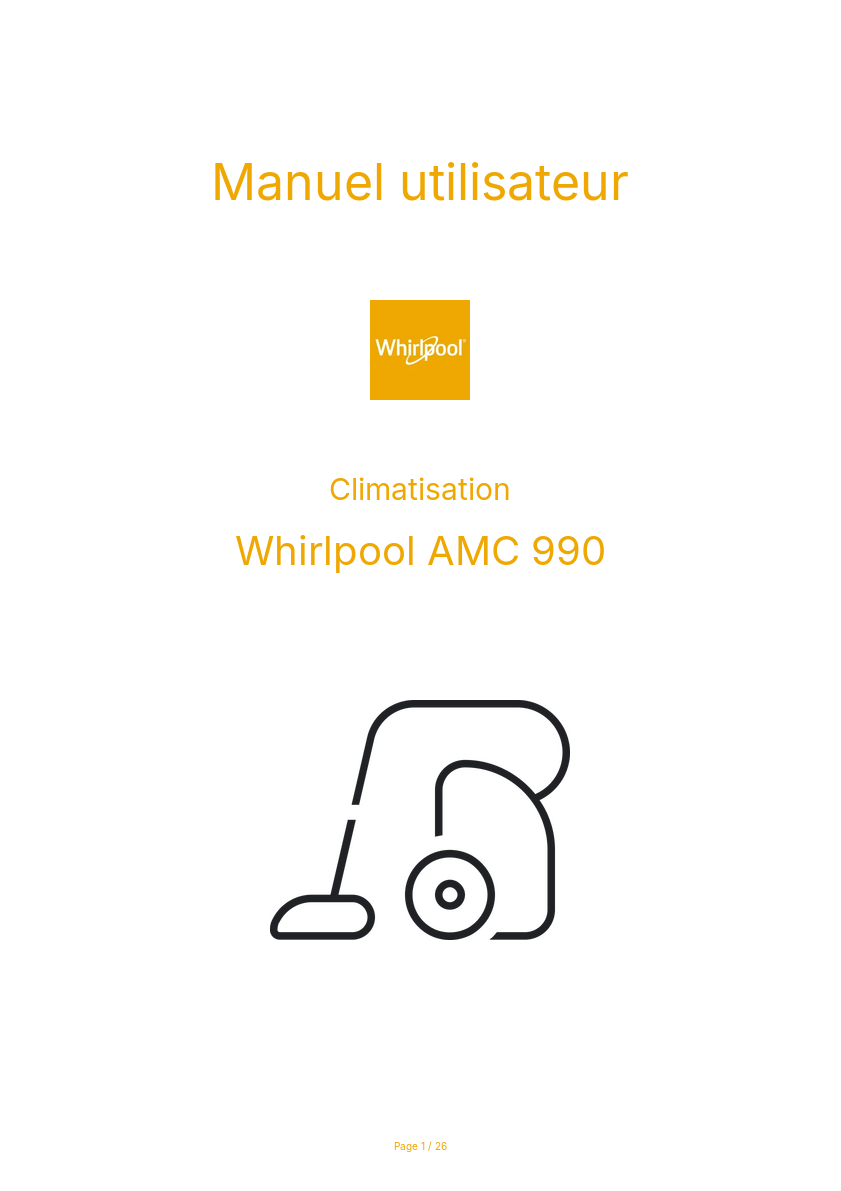 Page n°1 - Manuel utilisateur Whirlpool AMC 990