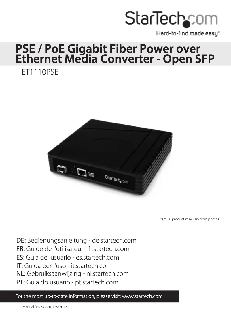 Image de la première page du manuel de l'appareil ET1110PSE