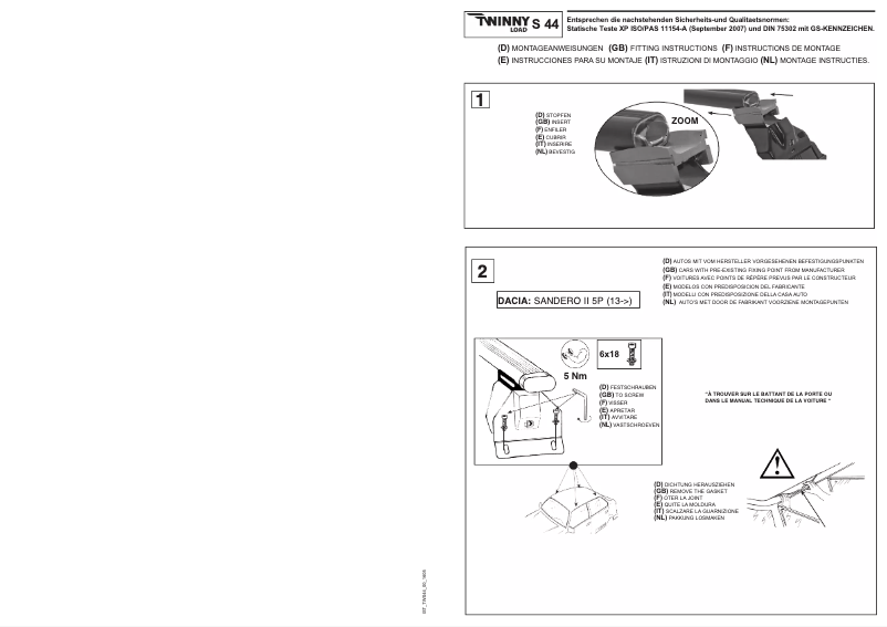 Page 1 de la notice Manuel utilisateur Twinny Load S 44