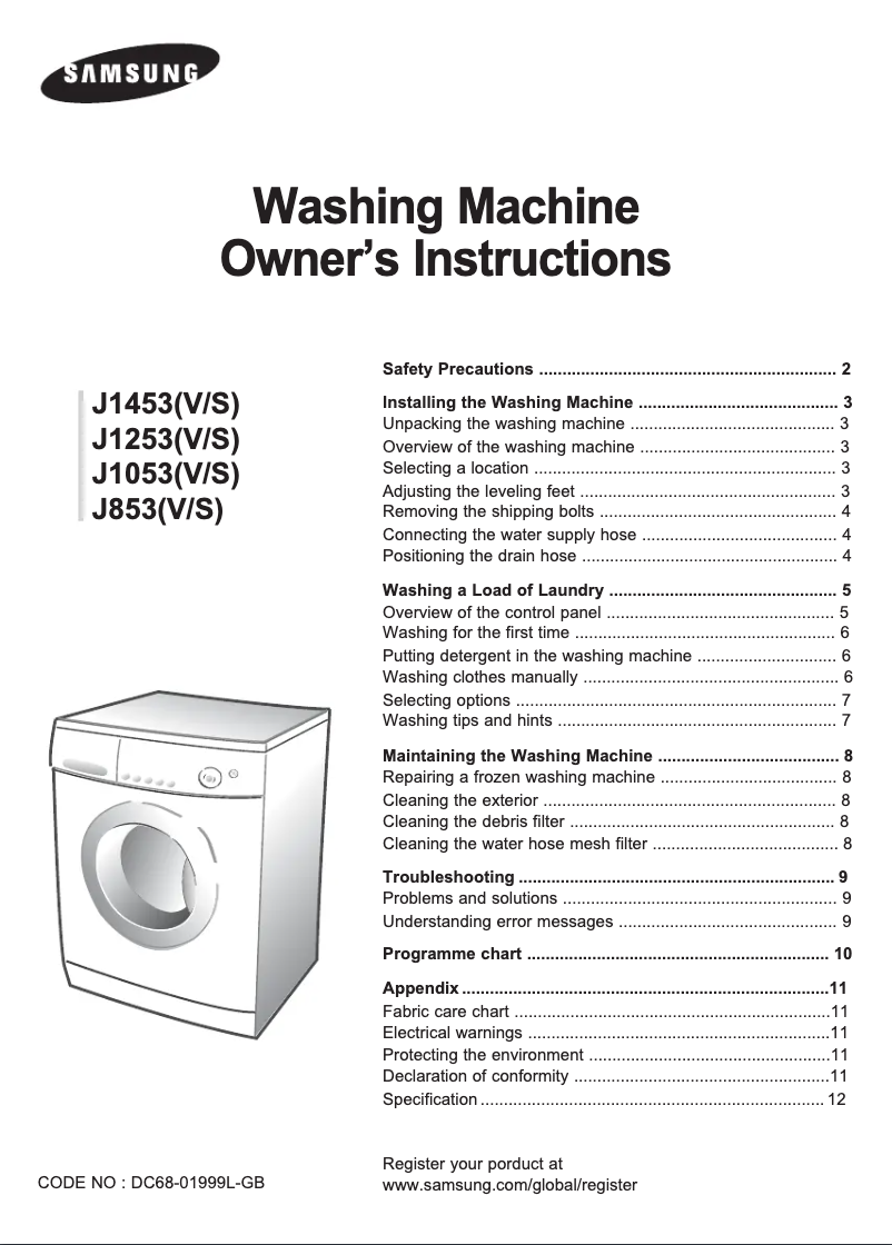 Image de la première page du manuel de l'appareil J1053