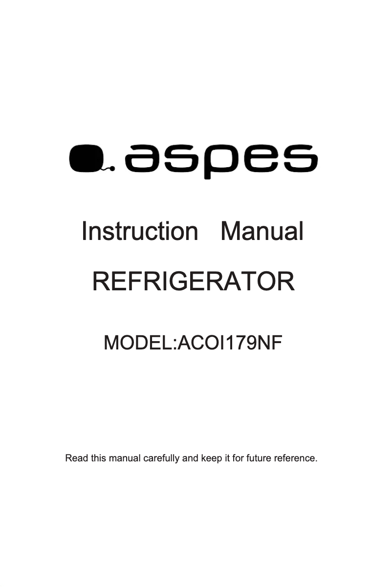 Page 1 de la notice Manuel utilisateur Aspes ACOI179NF
