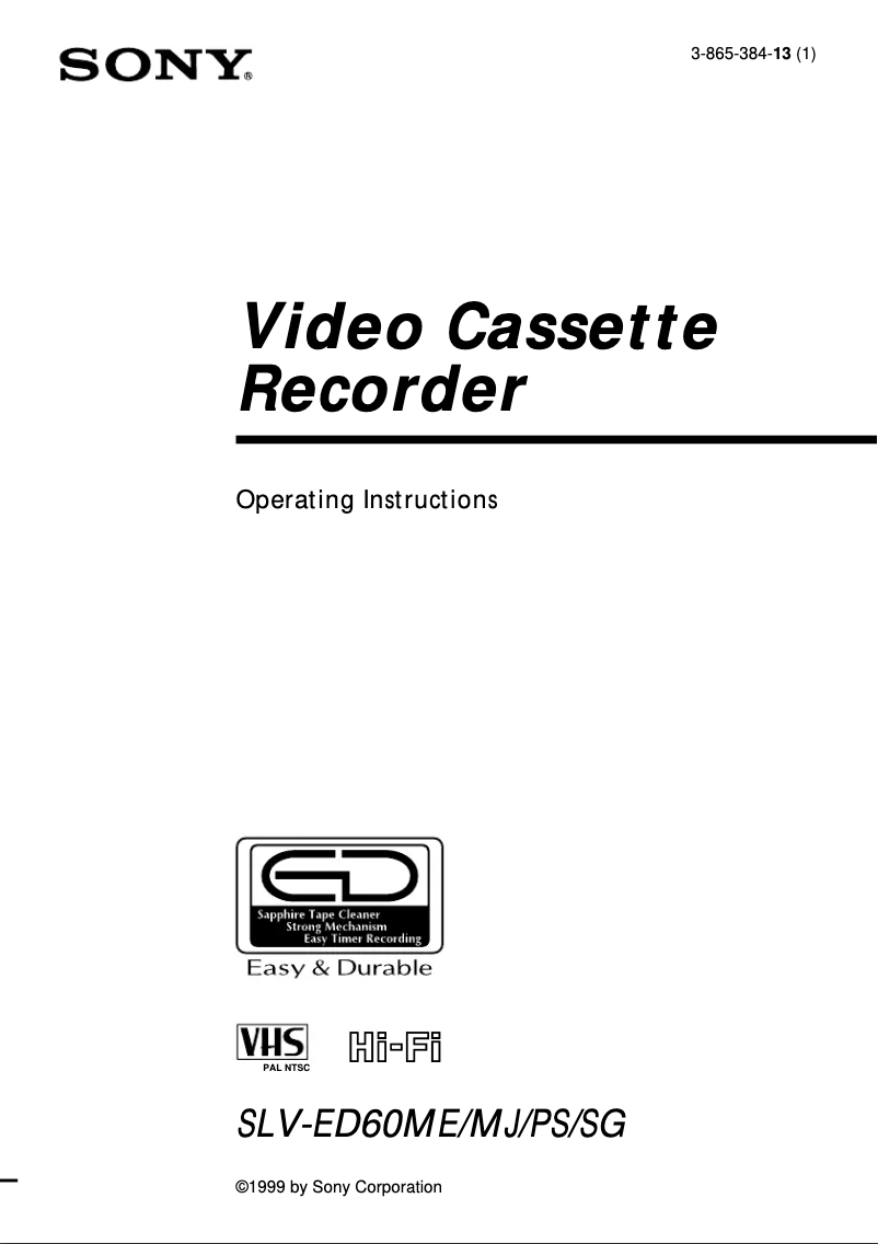 Page 1 de la notice Manuel utilisateur Sony SLV-ED60PS