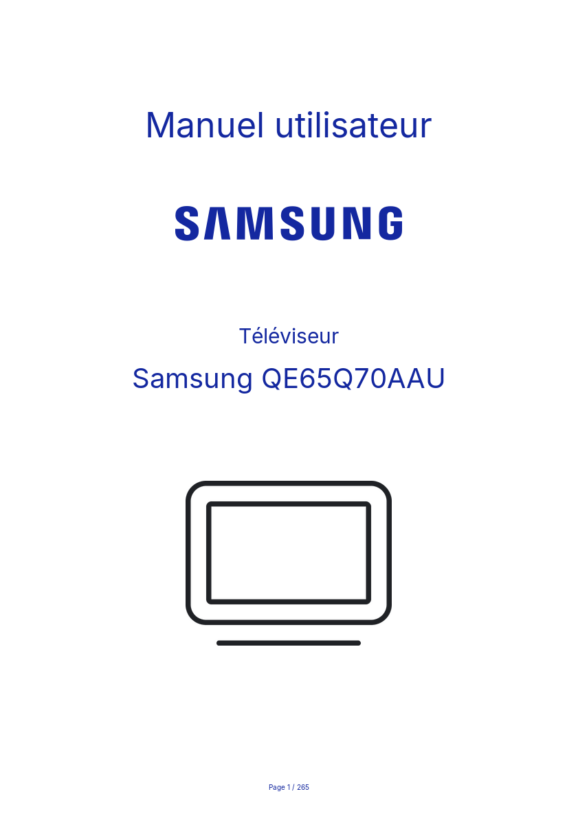 Image de la première page du manuel de l'appareil QE65Q70AAU