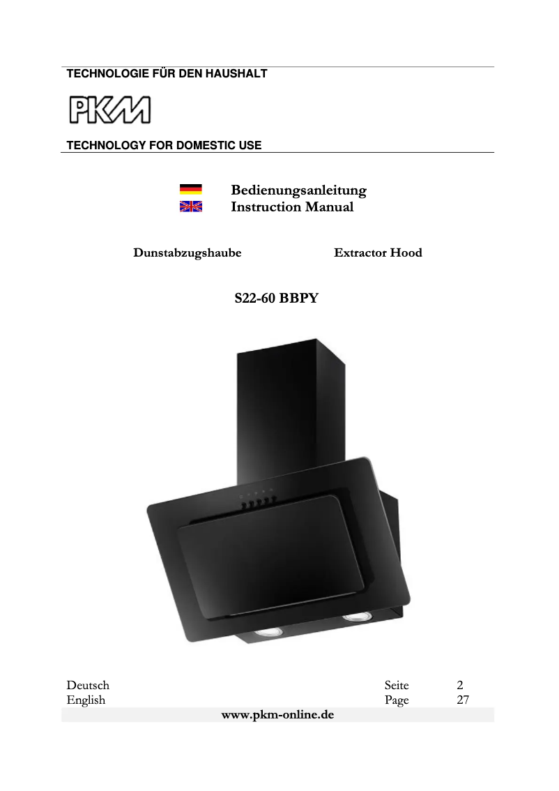 Page 1 de la notice Manuel utilisateur PKM S22-60 BBPY