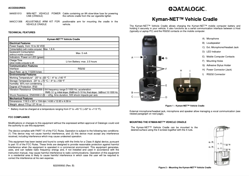 Page 1 de la notice Manuel utilisateur Datalogic 94A151107