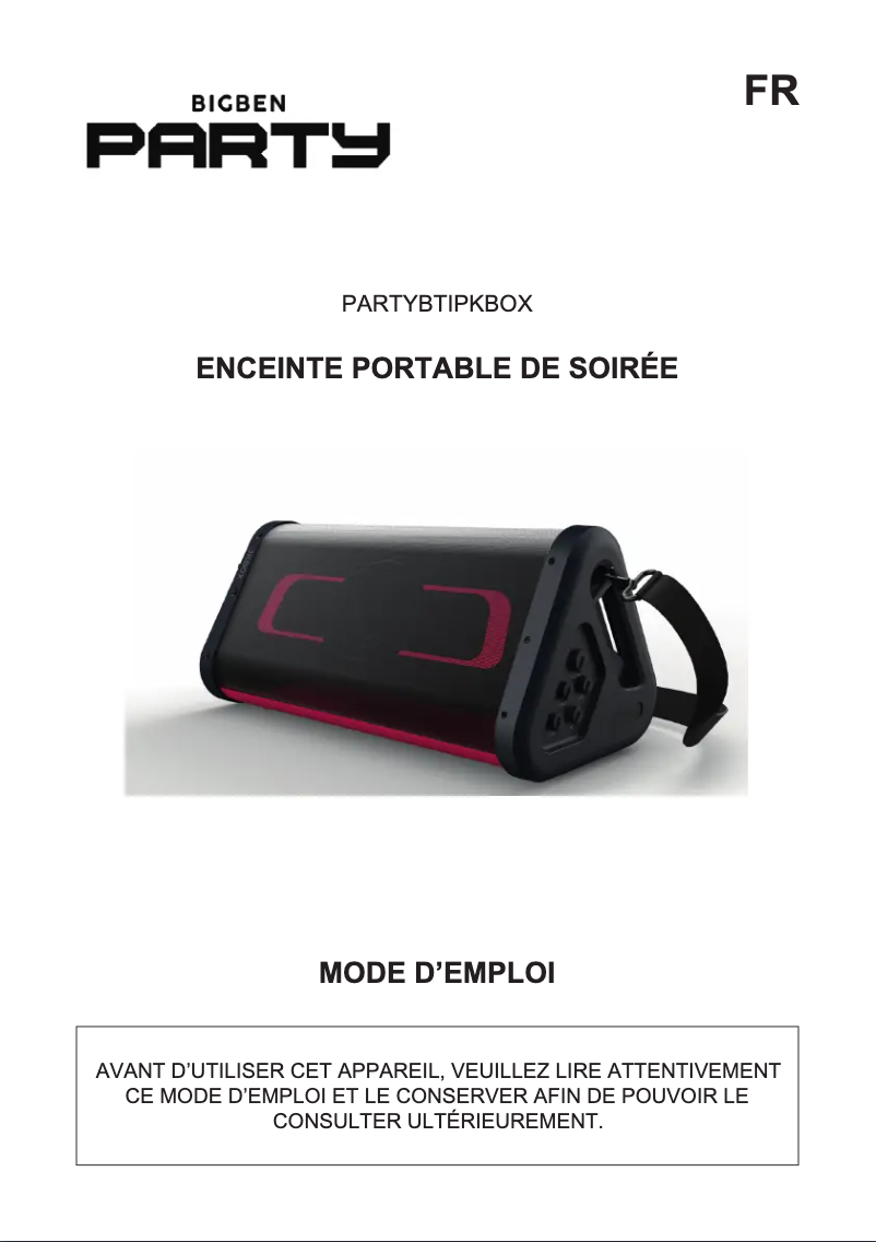 Image de la première page du manuel de l'appareil PARTYBTIPKBOX