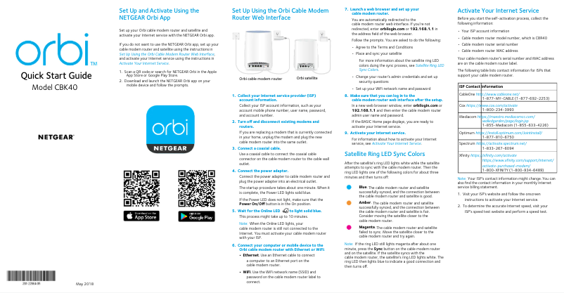 Image de la première page du manuel de l'appareil Orbi CBK43