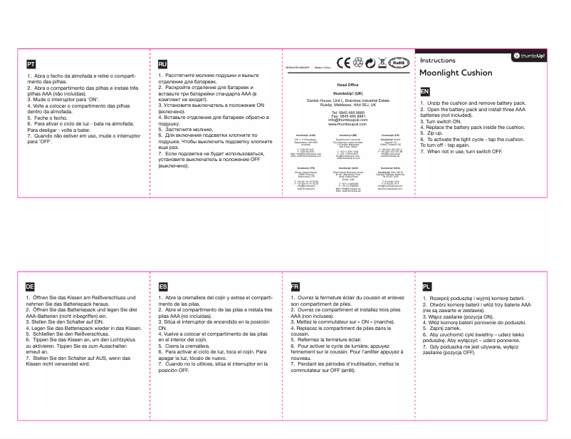 Image de la première page du manuel de l'appareil Moonlight Cushion