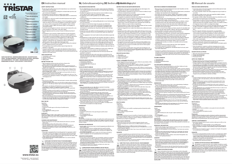 Page n°1 - Manuel utilisateur TriStar DM-1147
