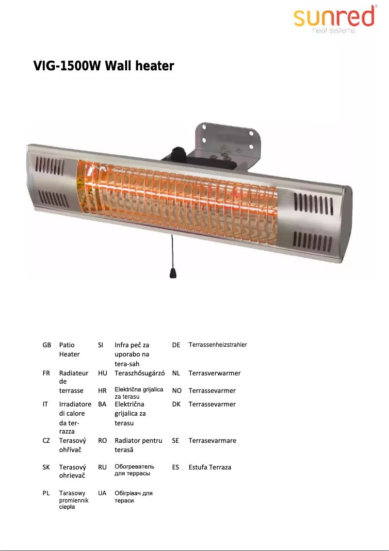 Page n°1 - Manuel utilisateur SunRed Vigo Wall 1500