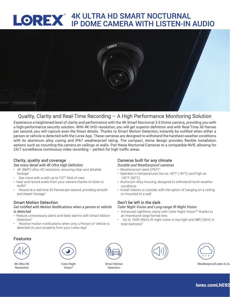 Page n°1 - Fiche technique Lorex LNE9252