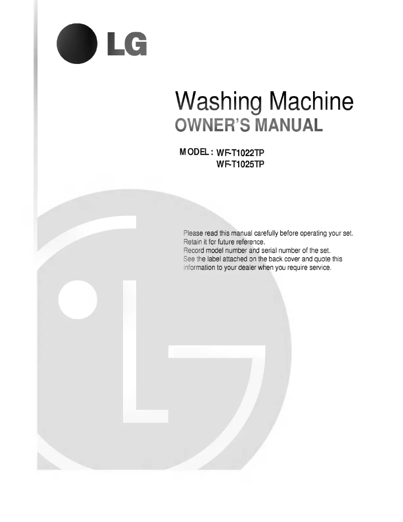 Page 1 de la notice Manuel utilisateur LG WF-T1025TP