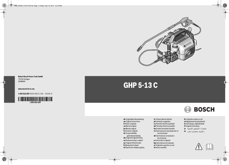 Page n°1 - Manuel utilisateur Bosch GHO 5-13 C Professional