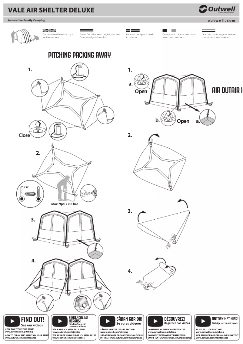 Image de la première page du manuel de l'appareil Vale Air Shelter Deluxe
