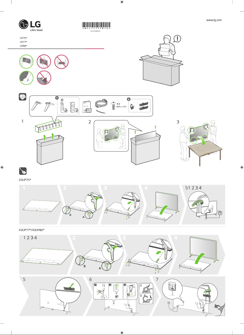 Image de la première page du manuel de l'appareil 43UP8000PTB