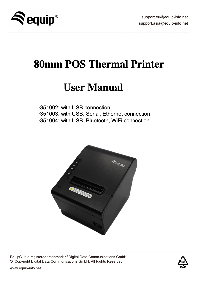Page 1 de la notice Manuel utilisateur Equip 351003