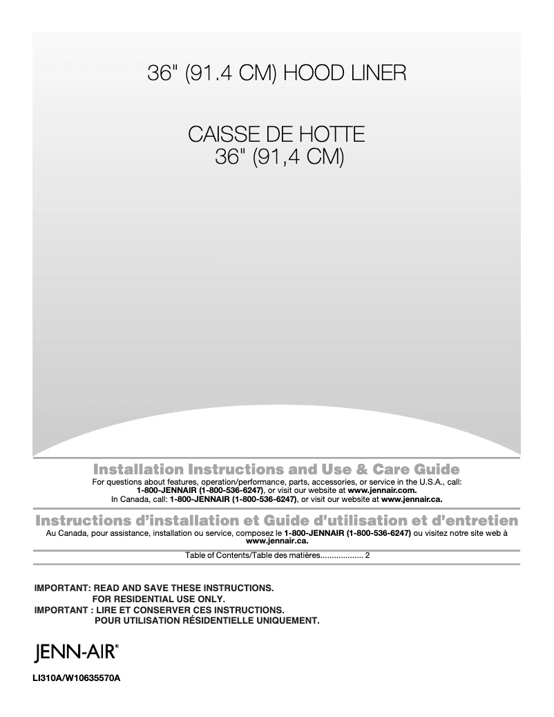 Page 1 de la notice Manuel d'utilisation et d'entretien JennAir JXL6536CSS