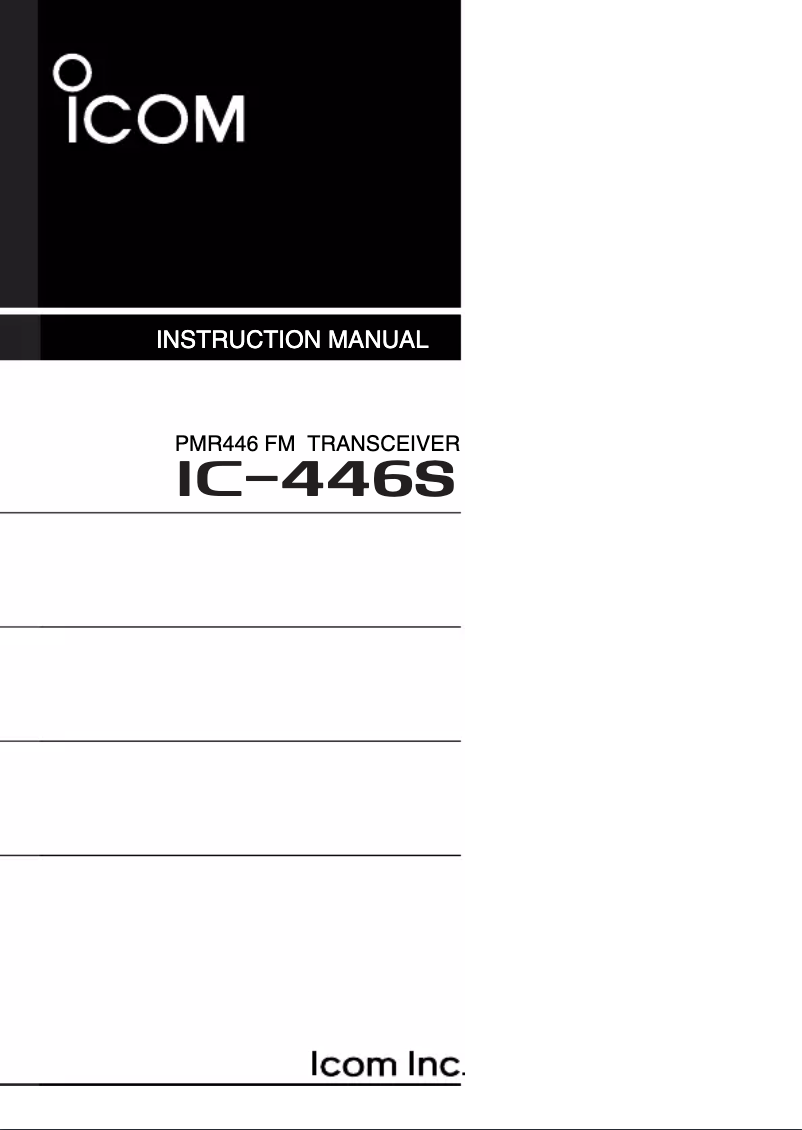 Page n°1 - Manuel utilisateur ICOM IC-446S