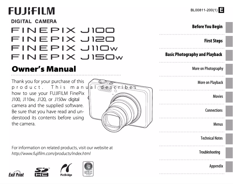 Page n°1 - Manuel utilisateur Fujifilm FinePix J100W