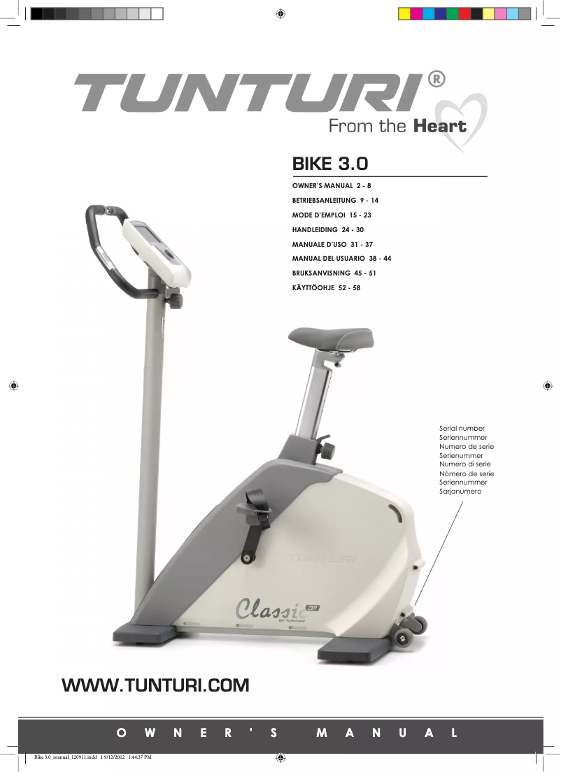 Page n°1 - Manuel utilisateur Tunturi Classic 3.0