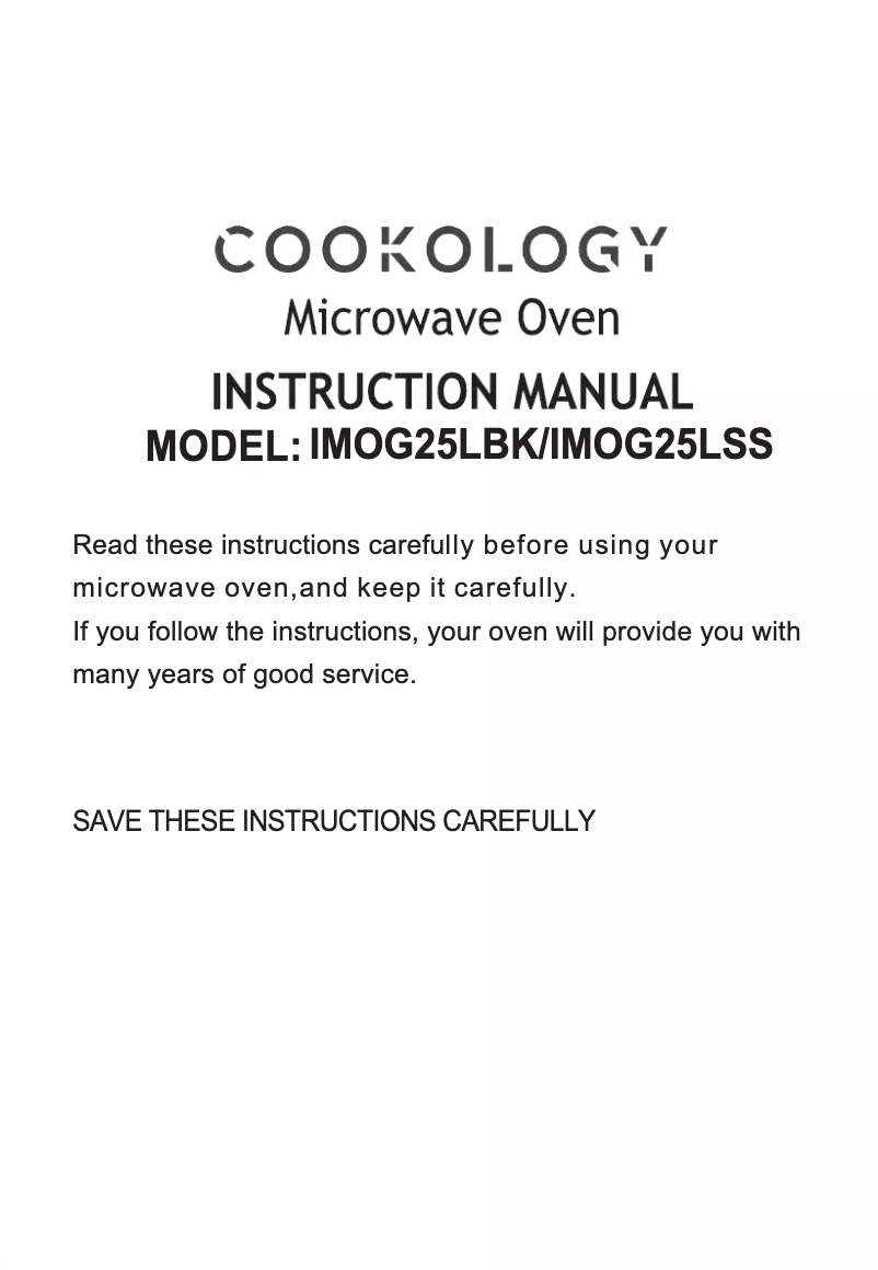 Page 1 de la notice Manuel utilisateur Cookology IMOG25LBK