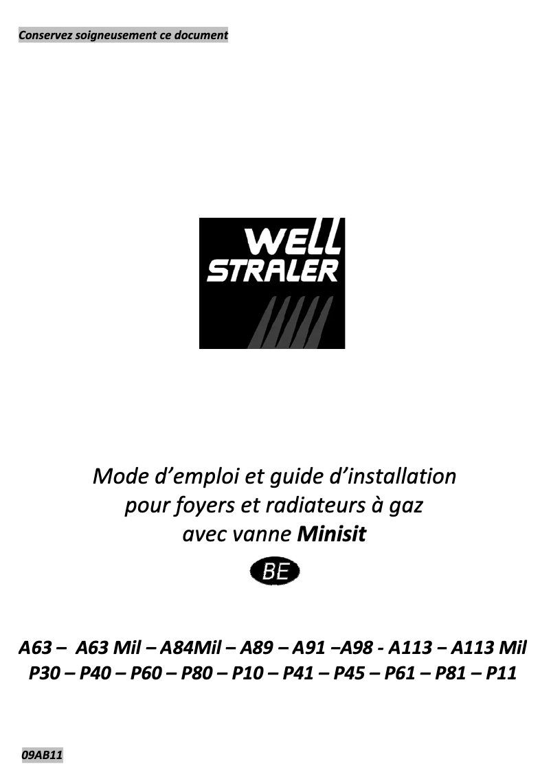 Page 1 de la notice Manuel utilisateur Well Straler A89