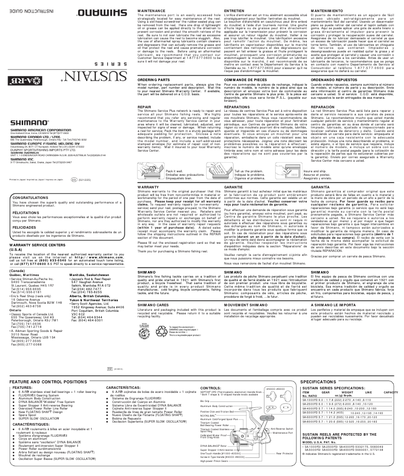 Image de la première page du manuel de l'appareil Sustain 6000FD