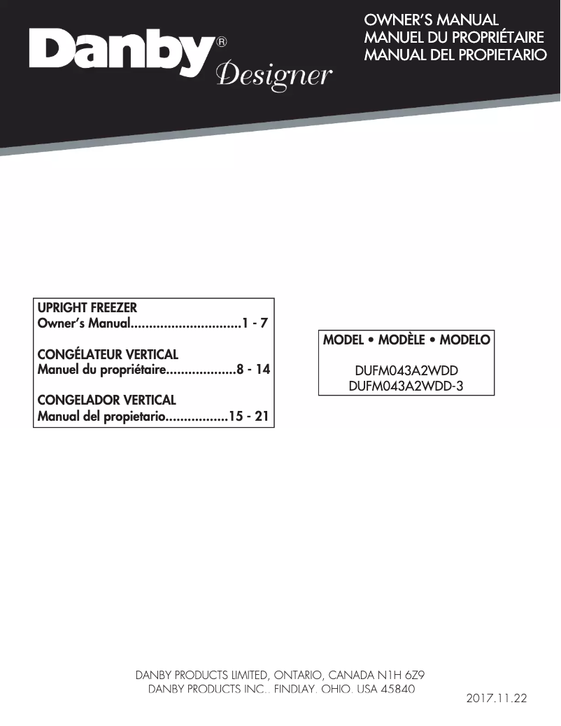 Page n°1 - Manuel utilisateur Danby Designer DUFM043A2WDD