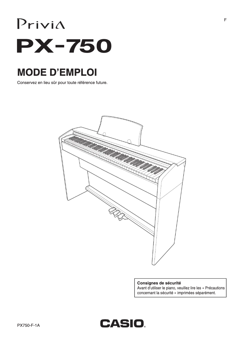 Image de la première page du manuel de l'appareil Privia PX-750