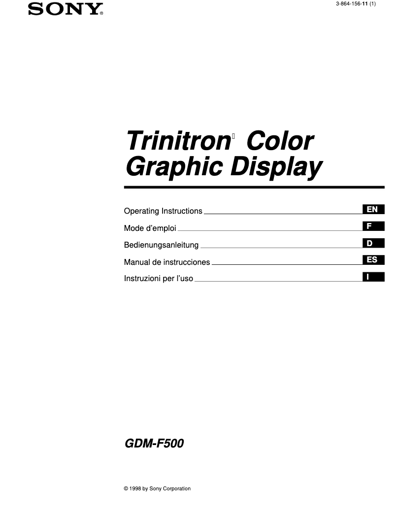 Page 1 de la notice Manuel utilisateur Sony GDM-F400