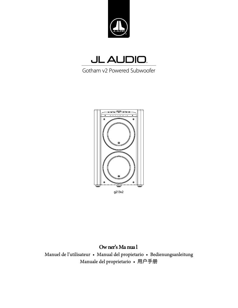 Page 1 de la notice Manuel utilisateur JL Audio Gotham g213 v2