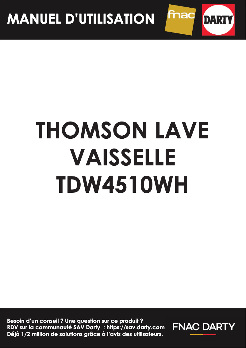 Image de la première page du manuel de l'appareil TDW4510SL