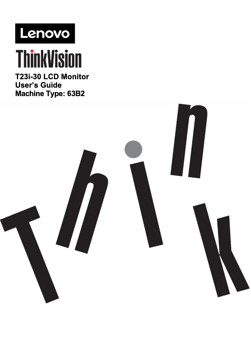 Page n°1 - Manuel utilisateur Lenovo ThinkVision T23i-30