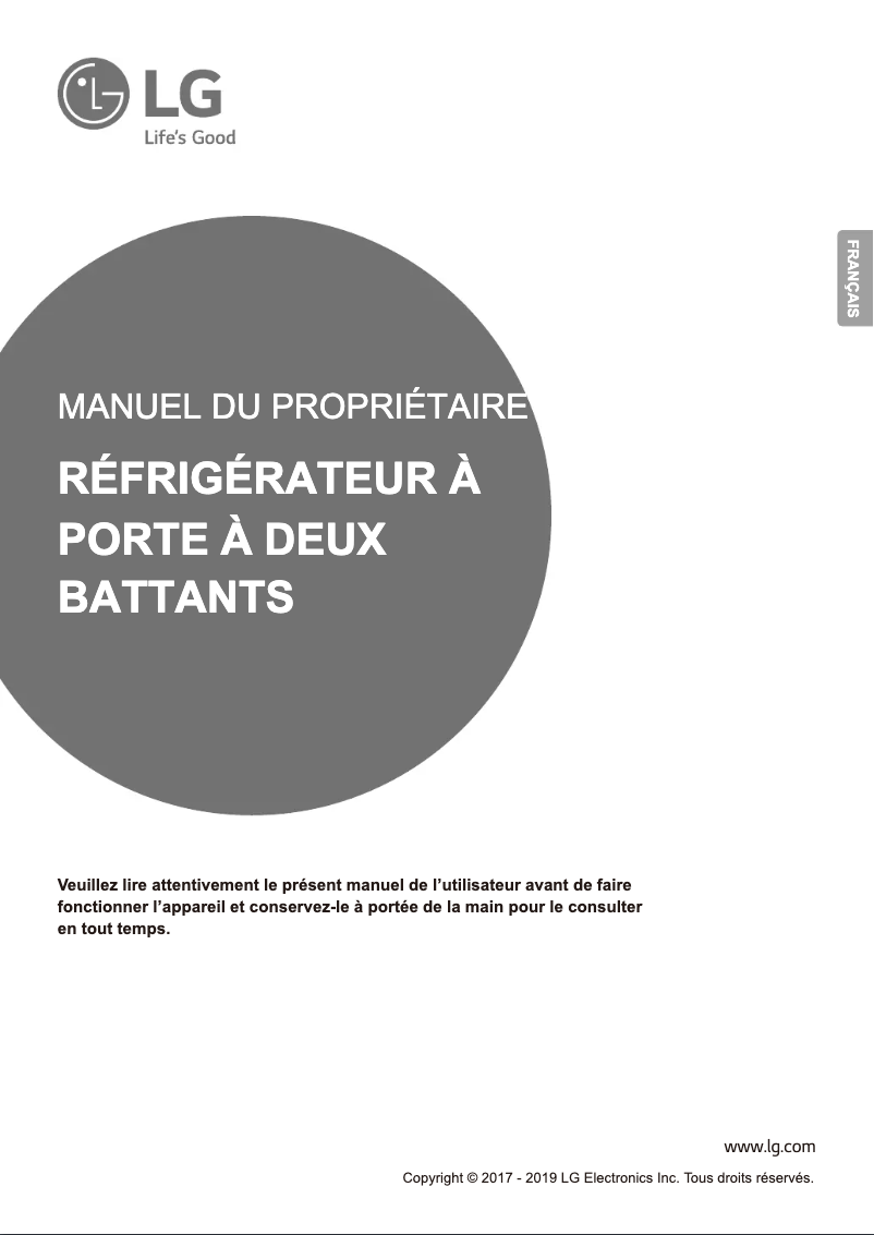 Page 1 de la notice Manuel utilisateur LG LSSB2696BD