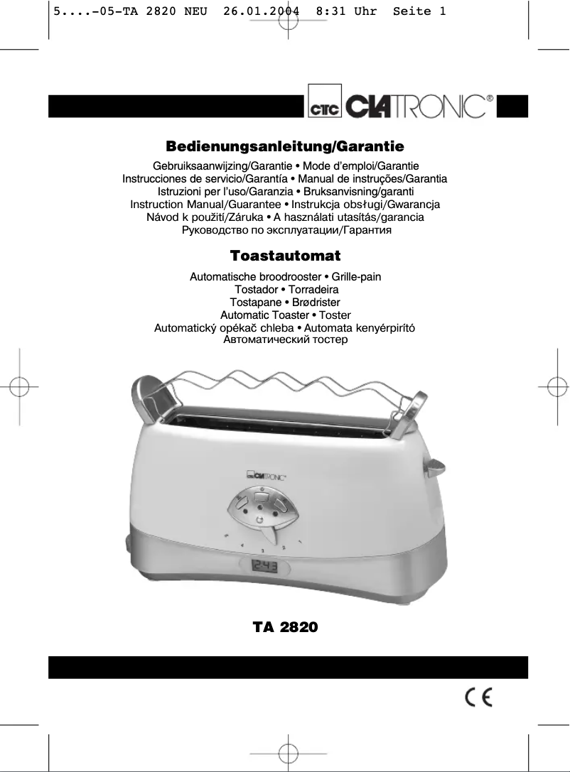 Page 1 de la notice Manuel utilisateur Clatronic TA 2820