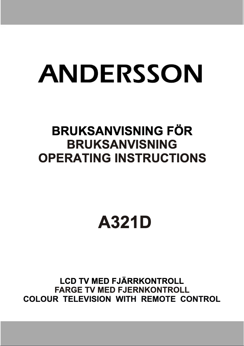 Page n°1 - Manuel utilisateur Andersson A321D